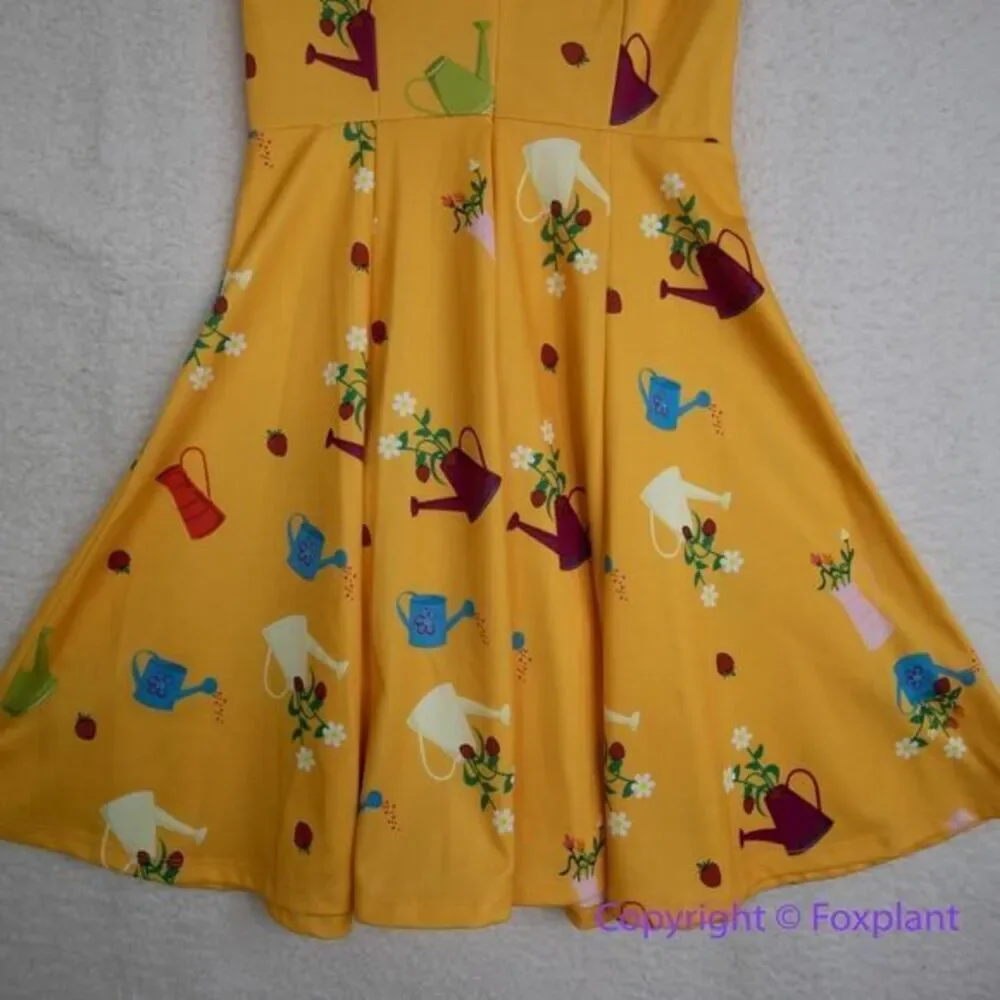 Unique Vintage Gwynnie Bee Garden‎ Party Yellow Dress, M - Picture 12 of 15